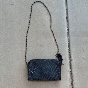 Black Quilted Crossbody Bag with Tassel
